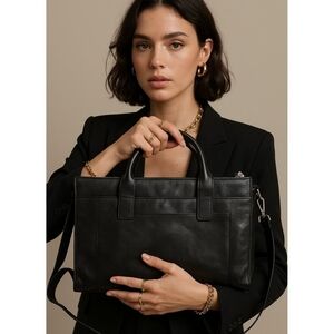 Wilsons Leather Pelle Studio Black Business Briefcase Laptop Handbag